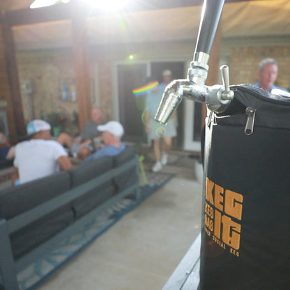 Keg It Double Tap Kit pouring beer on one tap and a cocktail on the other