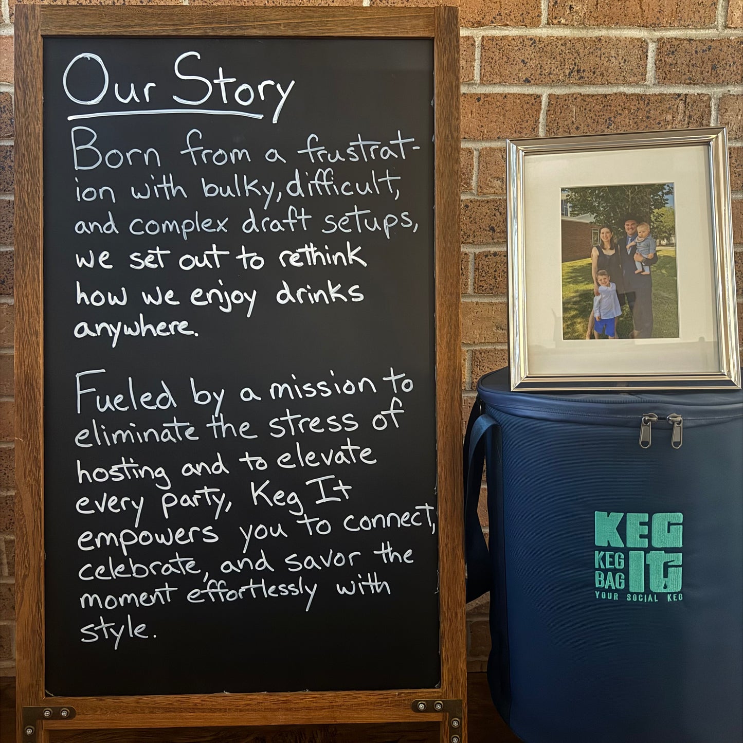 Our Story - Fueled by a mission to help dads get their social lives back we set out to create the Keg It Premium Keg Kit to give guys the excuse to get together and treat their friends and family to a taproom experience at home or on the road